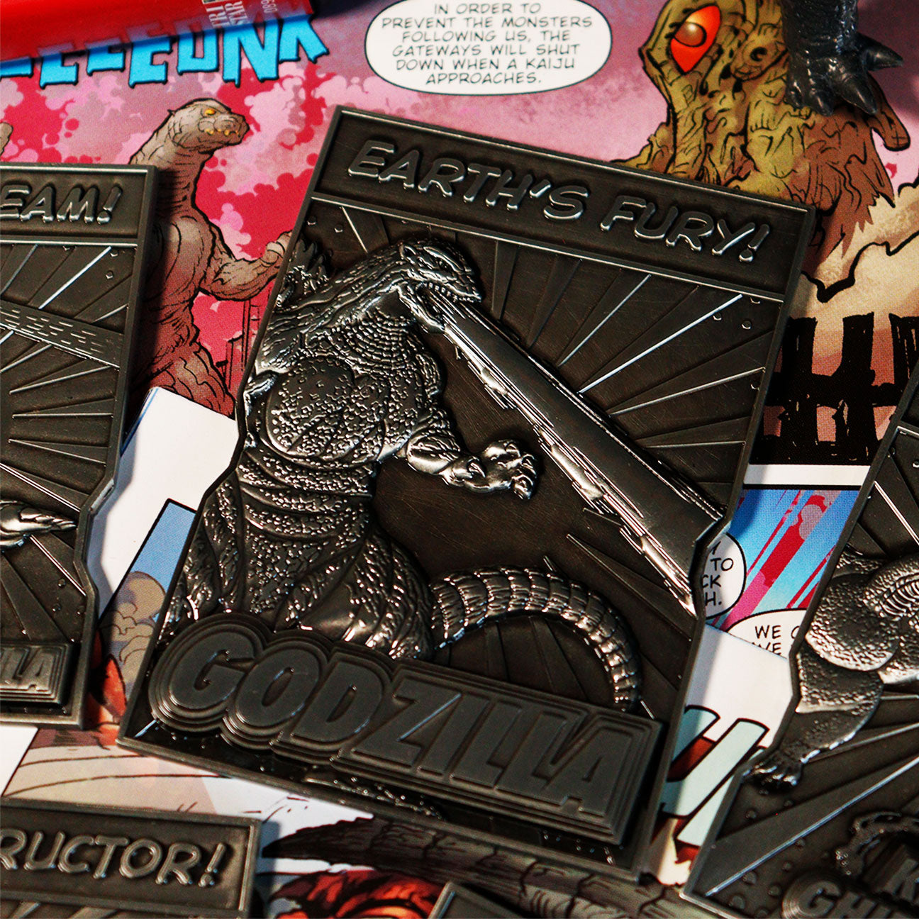 Godzilla 5 Piece Limited Edition Monsters Collectible Metal Ingot Set and collectors box