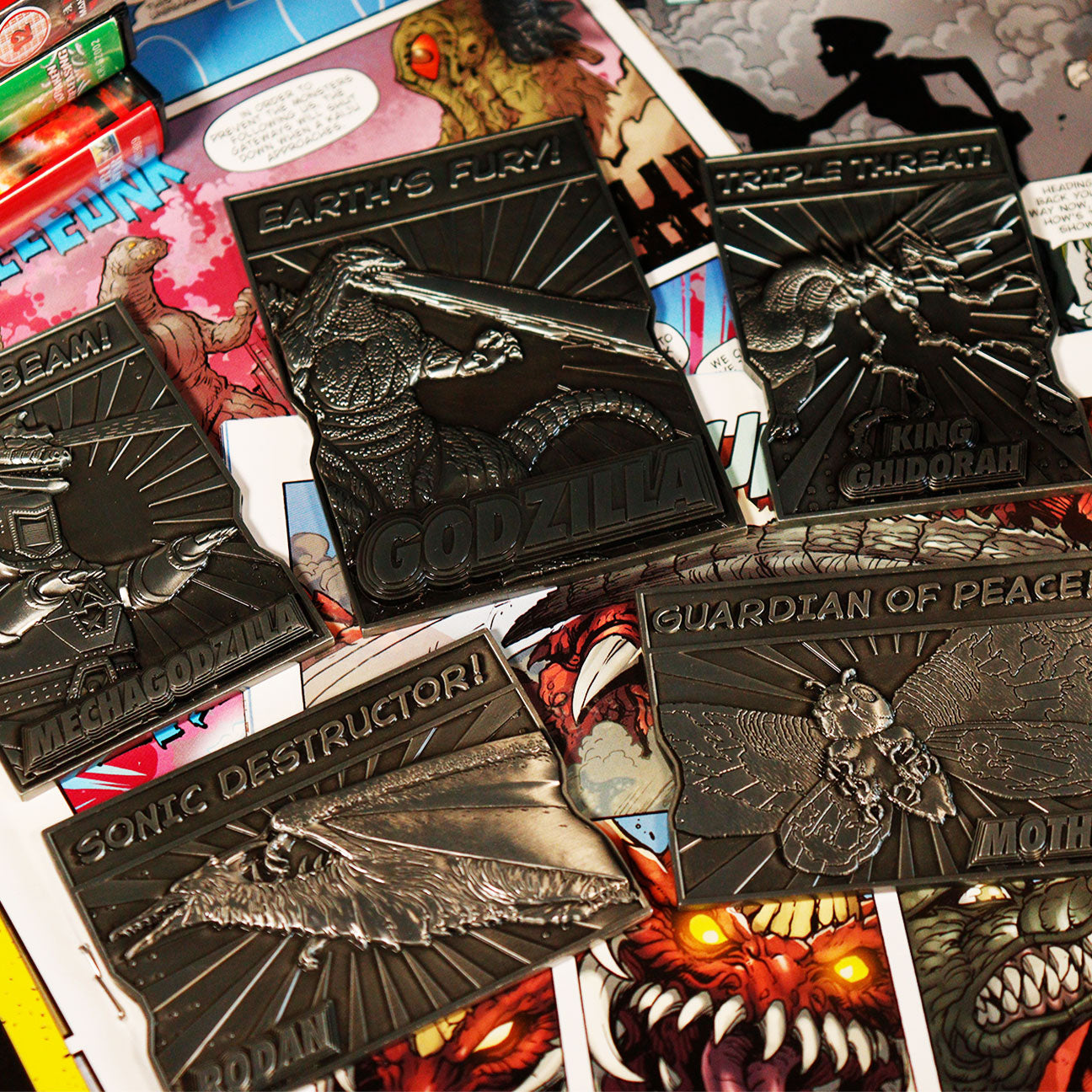 Godzilla 5 Piece Limited Edition Monsters Collectible Metal Ingot Set and collectors box