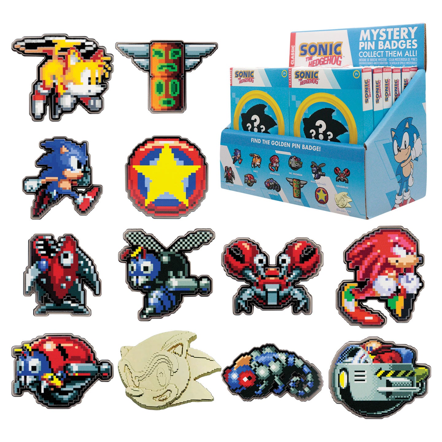 Sonic The Hedgehog Mystery Pin Badge CDU Containing 12 Blind Boxes