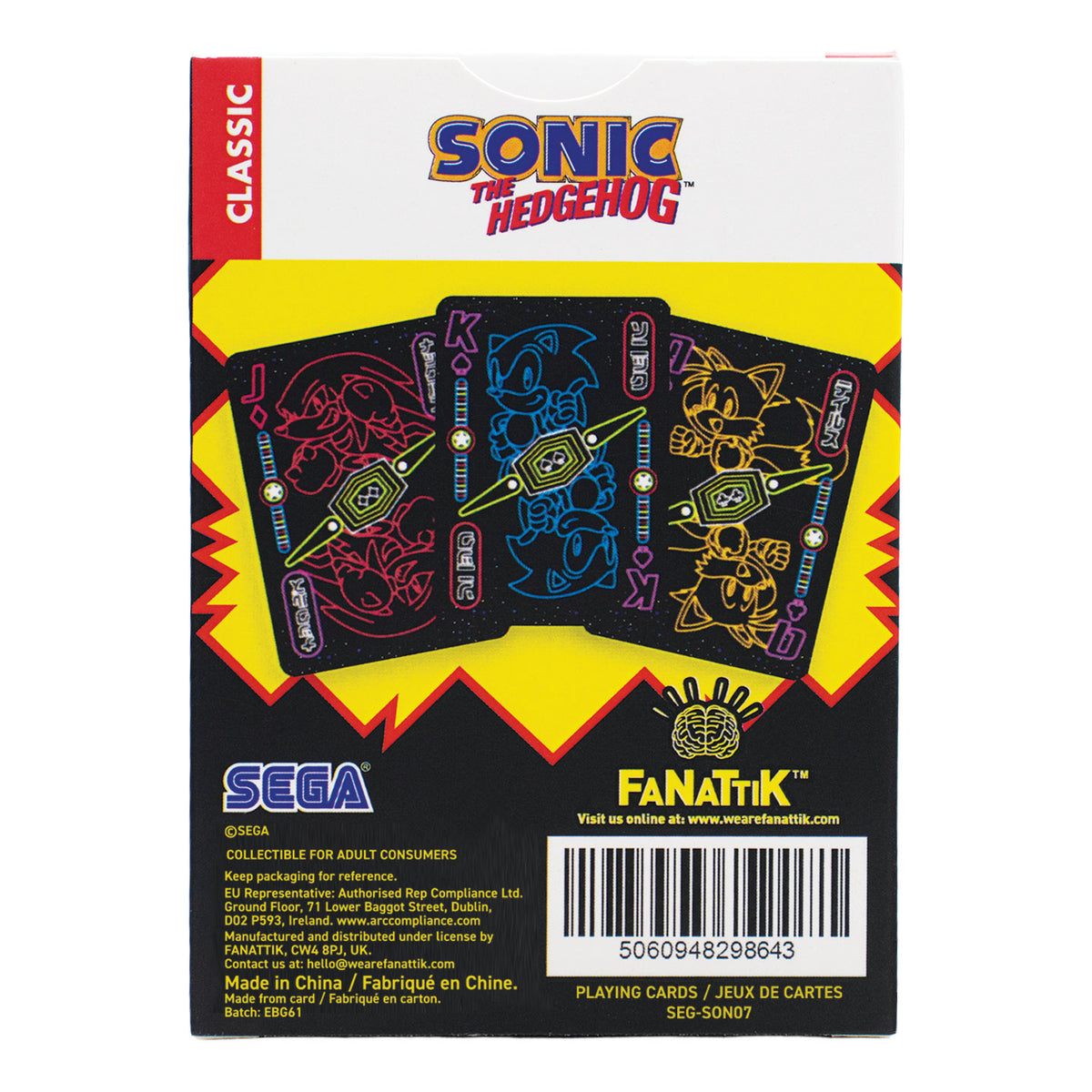Sonic the Hedgehog – Playing Cards CDU Containing 12 Packs