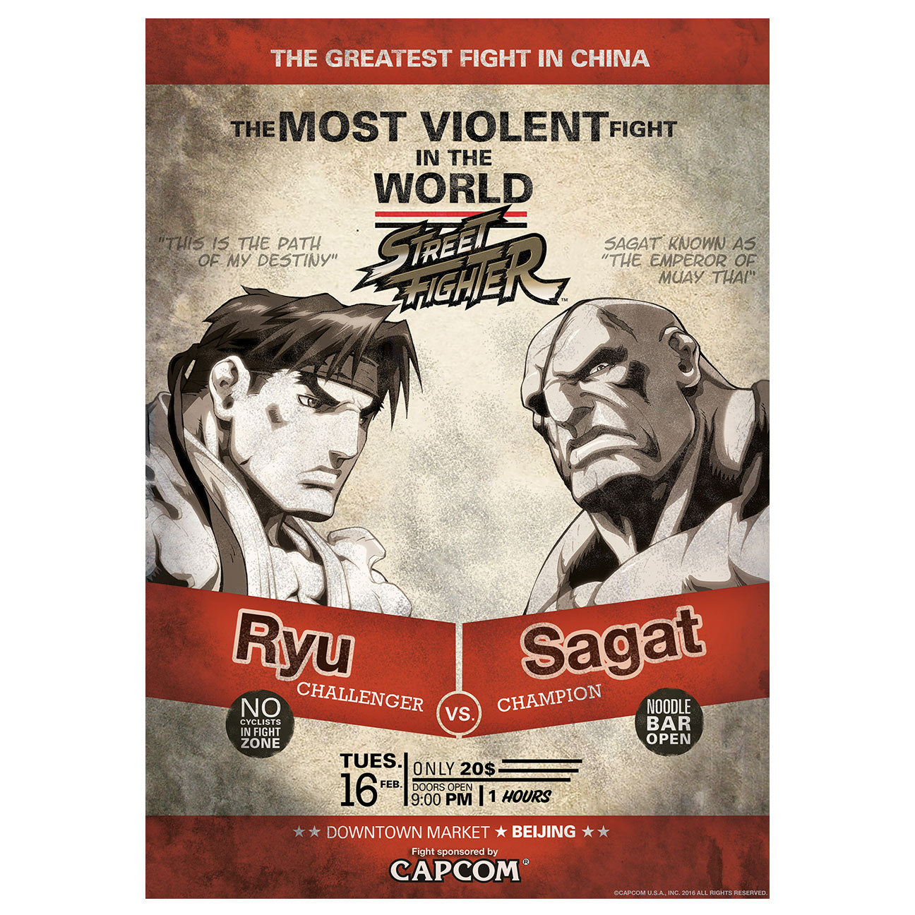 Street Fighter Limited Edition Ryu vs Sagat A3 Art Print