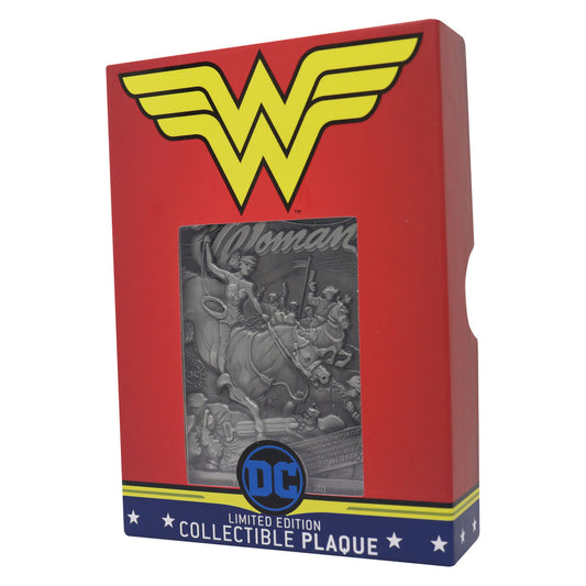 DC Comics Wonder Woman Limited Edition Collectible Metal Plaque featuring original comic book art