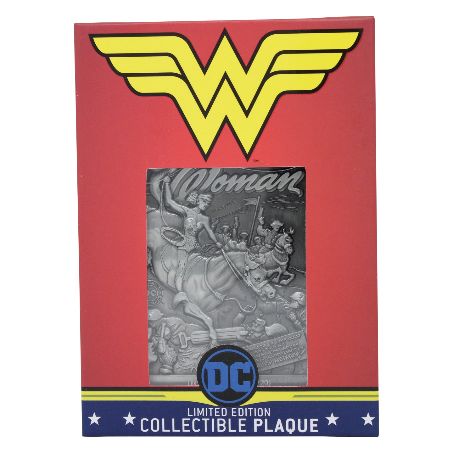 DC Comics Wonder Woman Limited Edition Collectible Metal Plaque featuring original comic book art