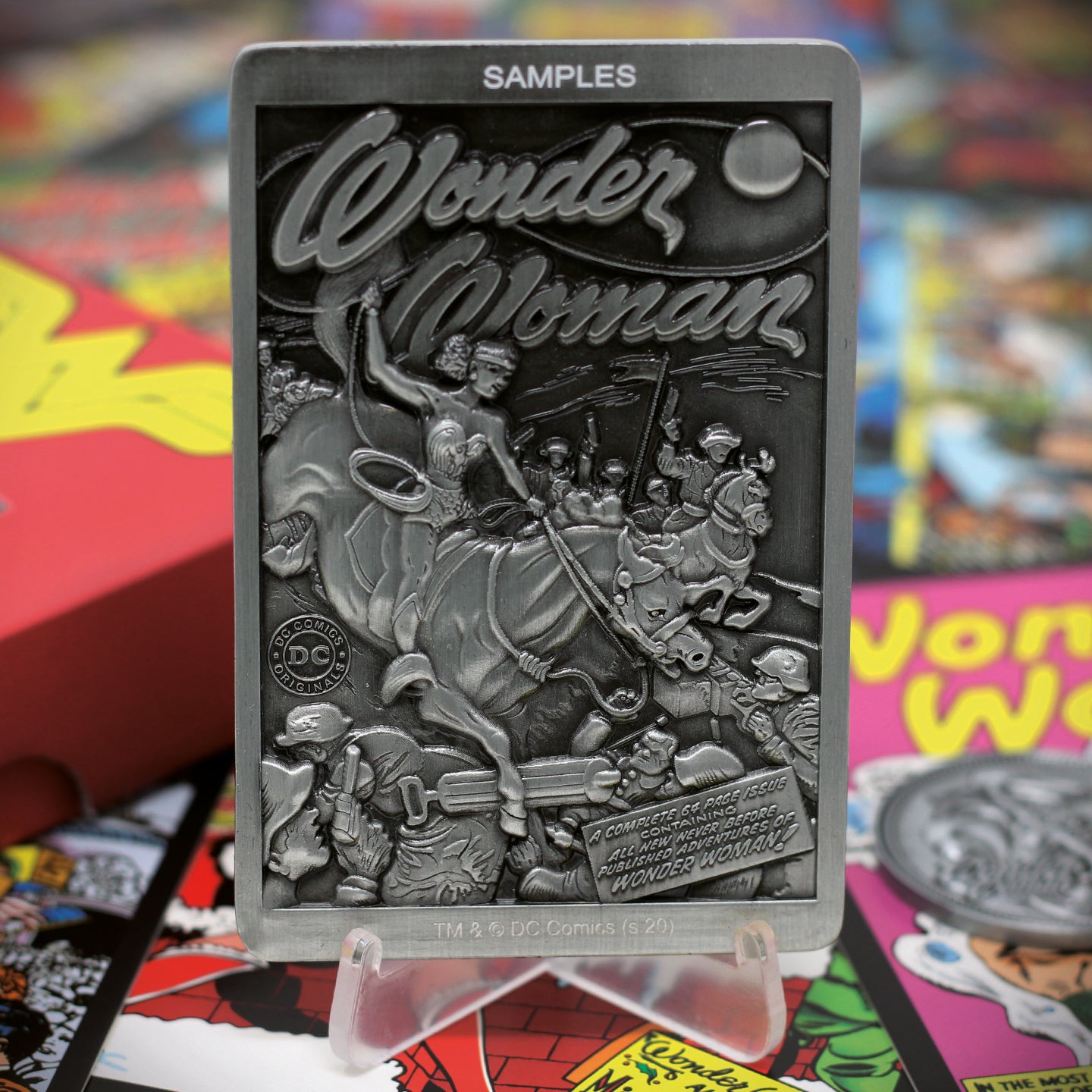 DC Comics Wonder Woman Limited Edition Collectible Metal Plaque featuring original comic book art