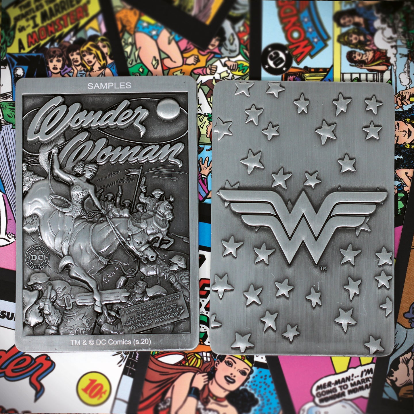 DC Comics Wonder Woman Limited Edition Collectible Metal Plaque featuring original comic book art