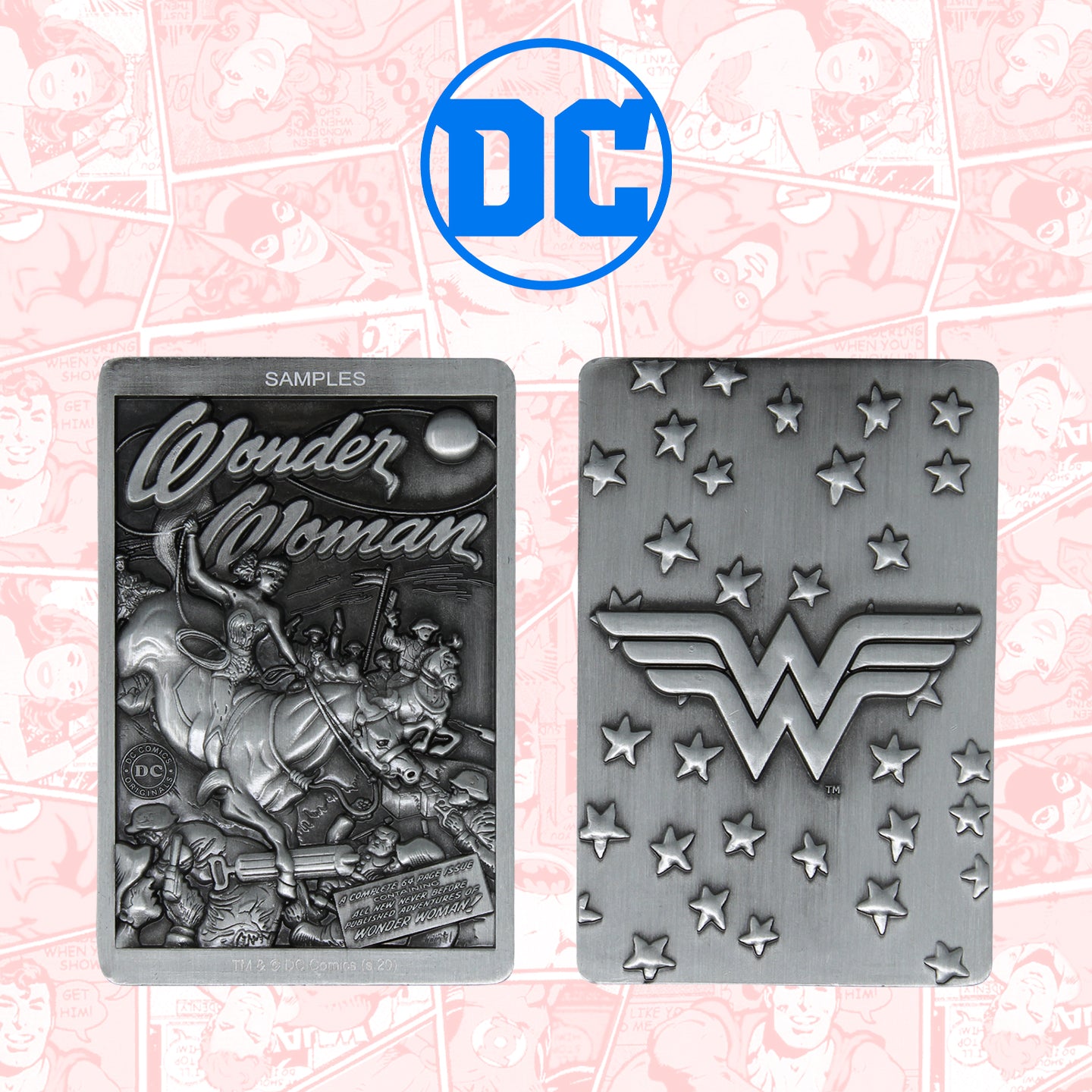 DC Comics Wonder Woman Limited Edition Collectible Metal Plaque featuring original comic book art