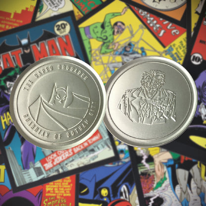 DC Batman Set of 4 Embossed Metal Coasters with non-slip cork base