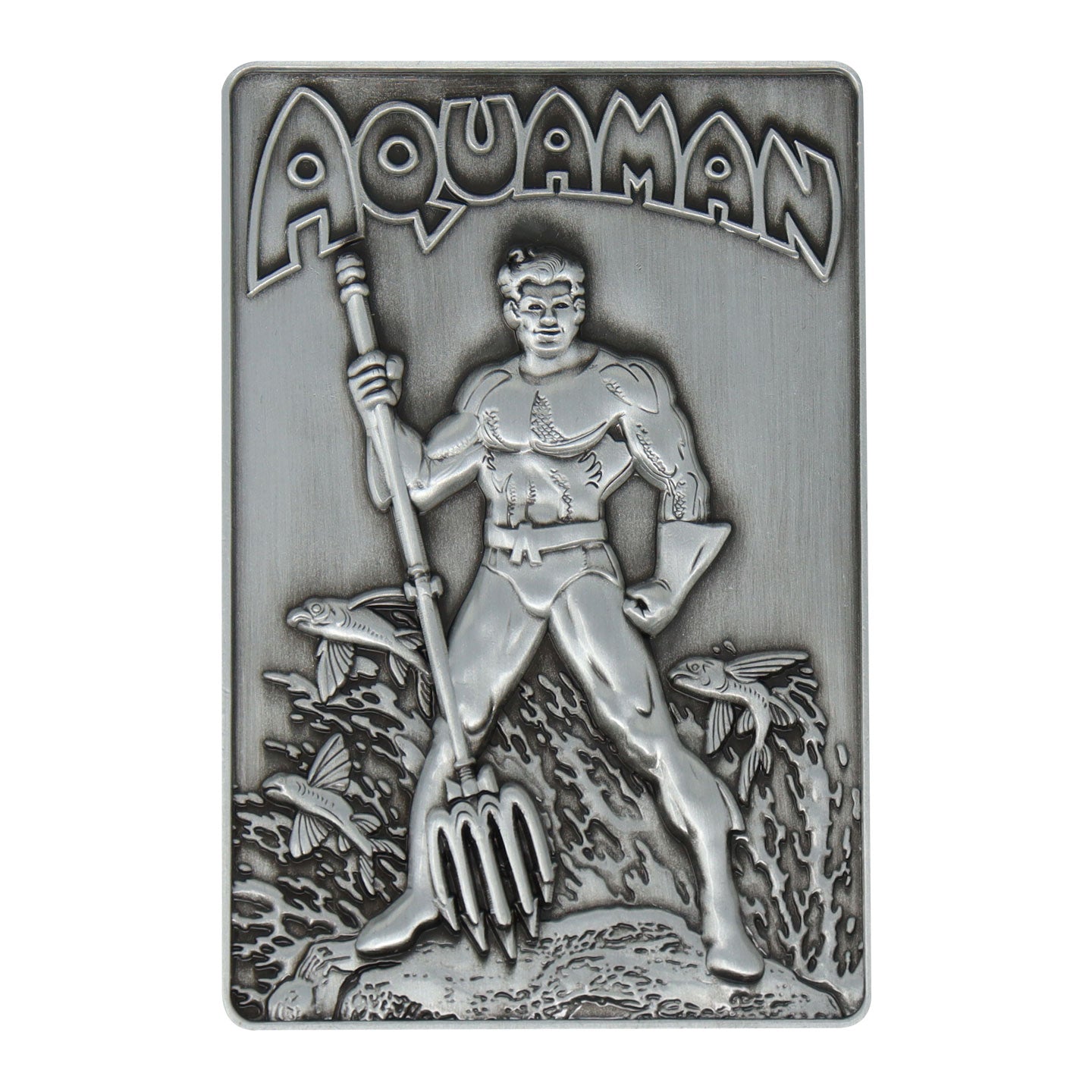 DC Aquaman limited edition metal collectible ingot featuring original comic artwork