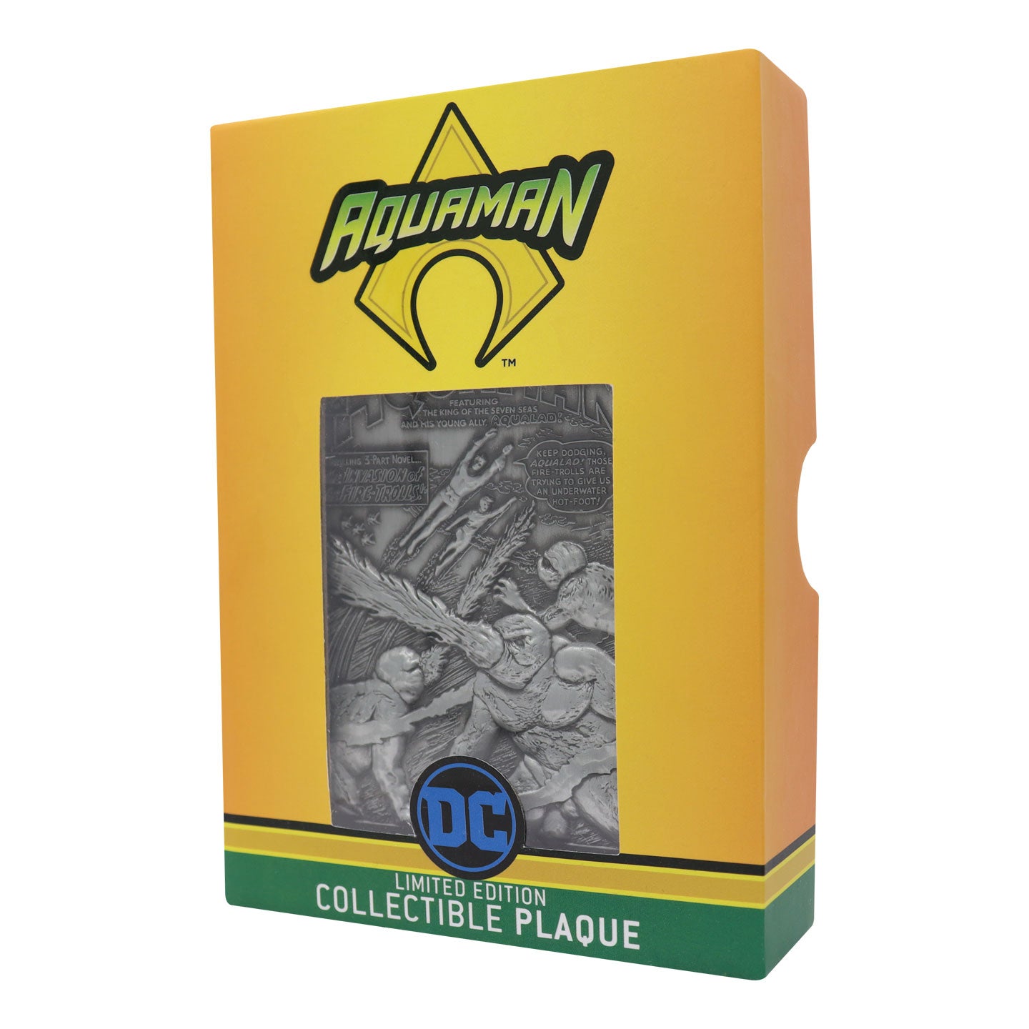 DC Aquaman limited edition metal collectible ingot featuring original comic artwork