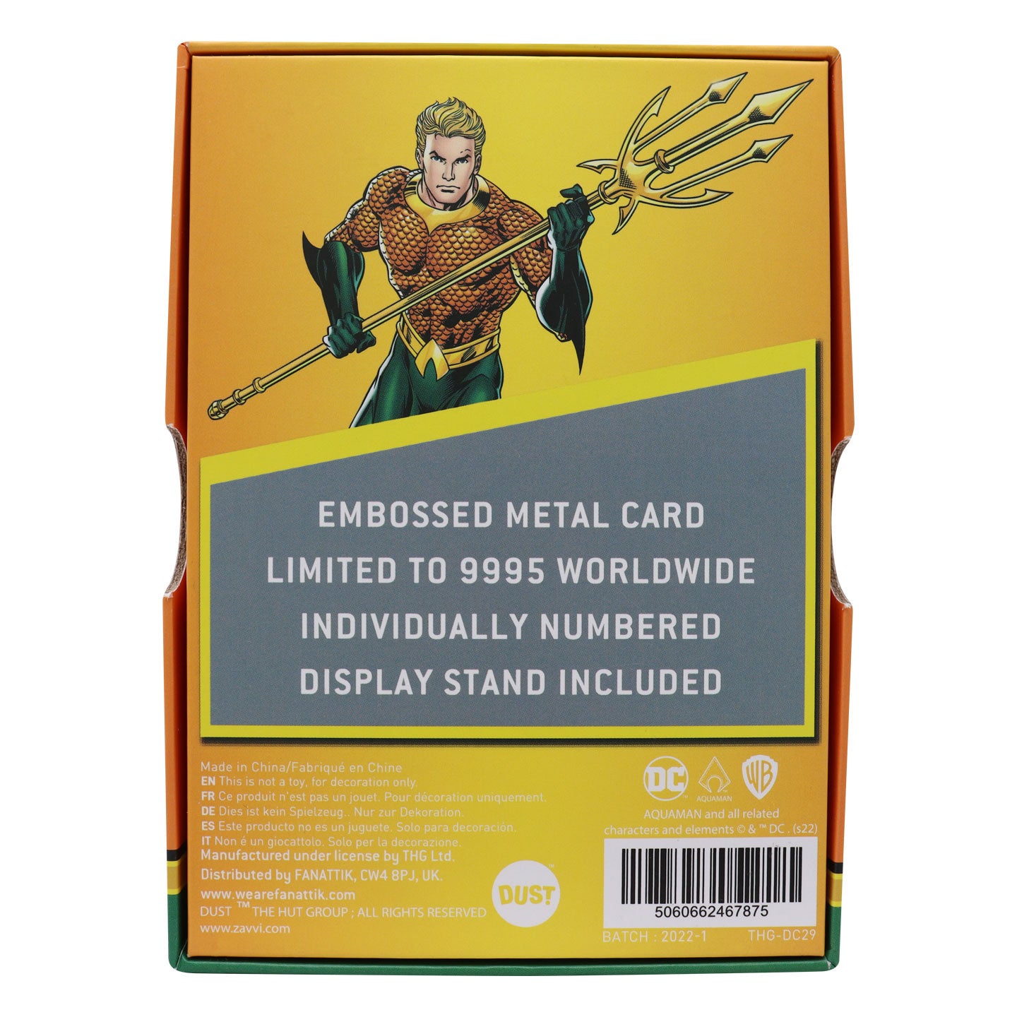 DC Aquaman limited edition metal collectible ingot featuring original comic artwork