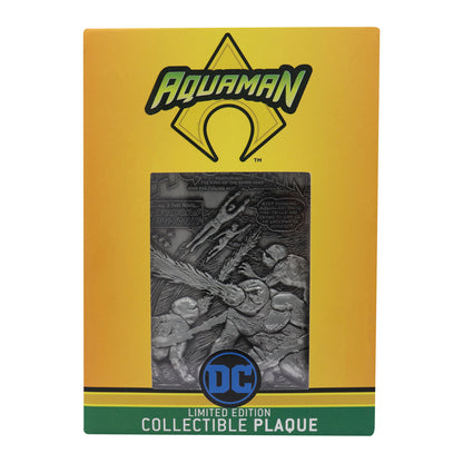 DC Aquaman limited edition metal collectible ingot featuring original comic artwork