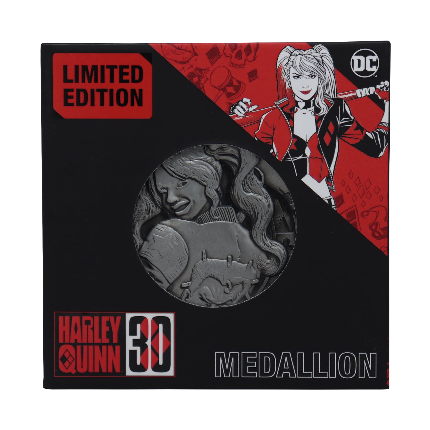 DC Comics Harley Quinn 30th anniversary collectible metal medallion from Fanattik