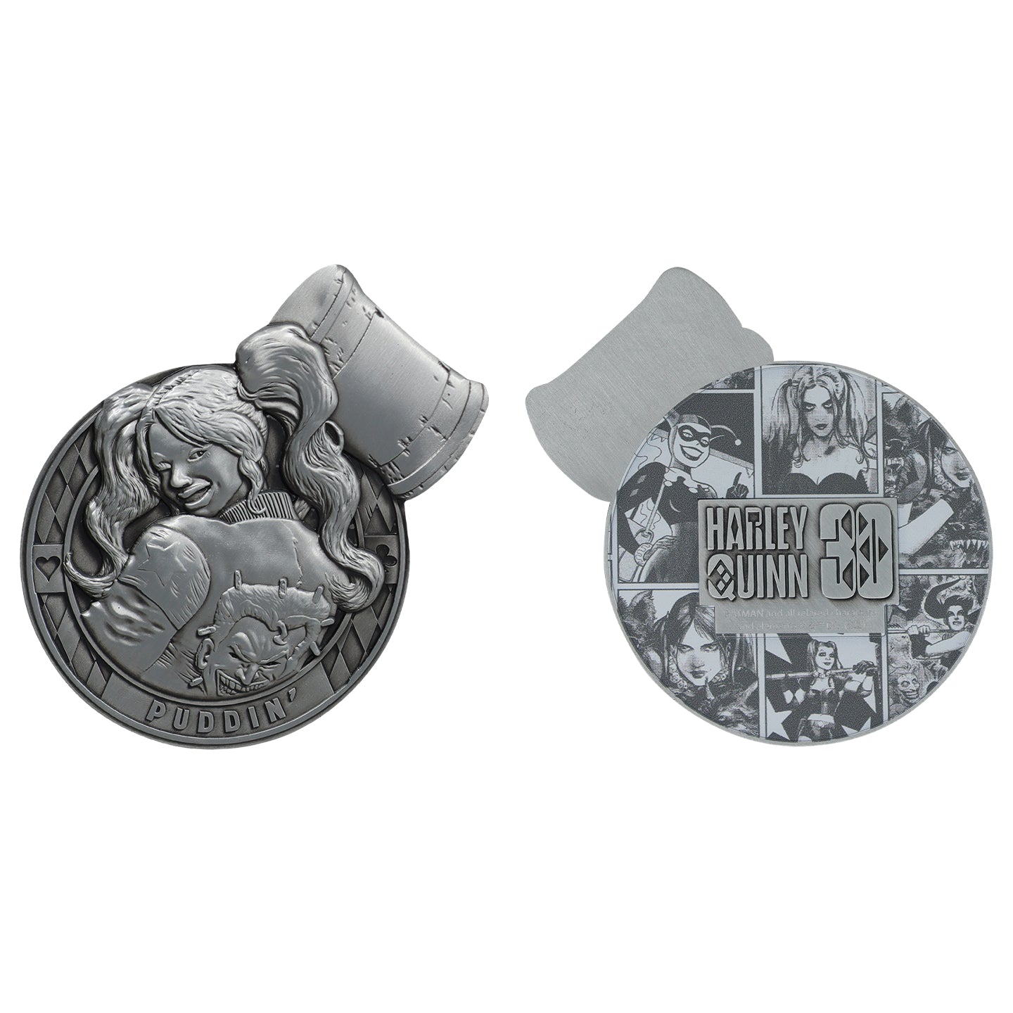 DC Comics Harley Quinn 30th anniversary collectible metal medallion from Fanattik