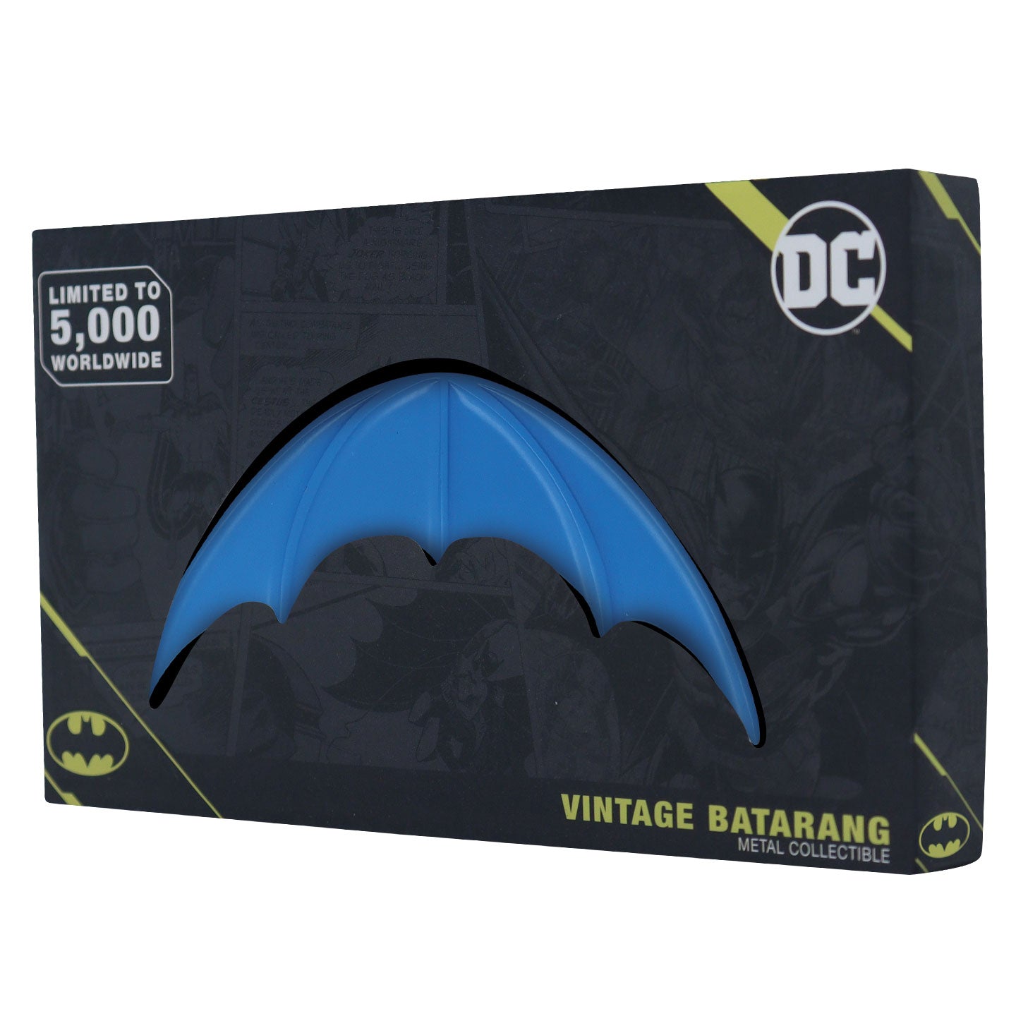 DC Batman Vintage Style Metal Batarang and art card from Fanattik