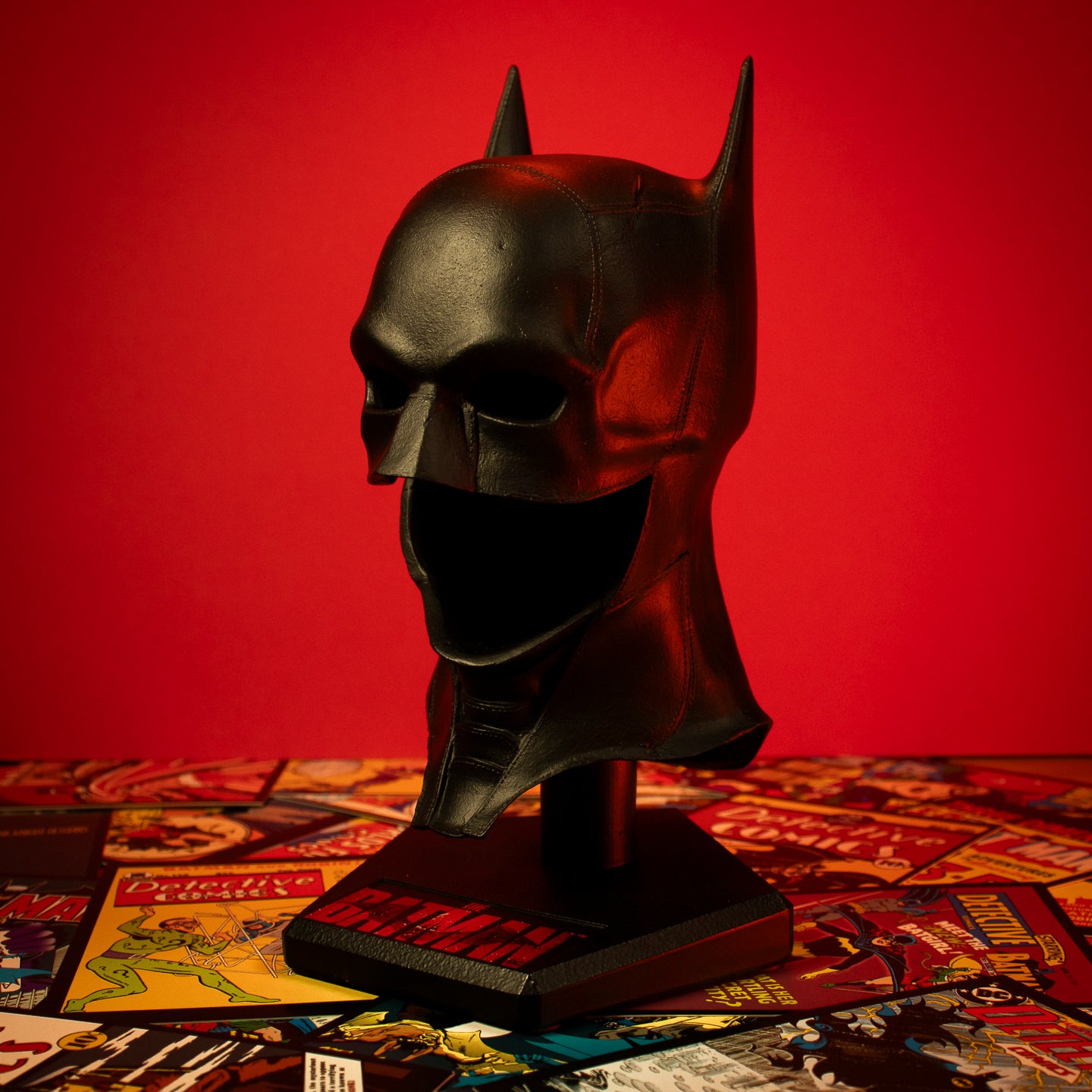 The Batman Collectible Replica Resin Bat Cowl with distressed logo