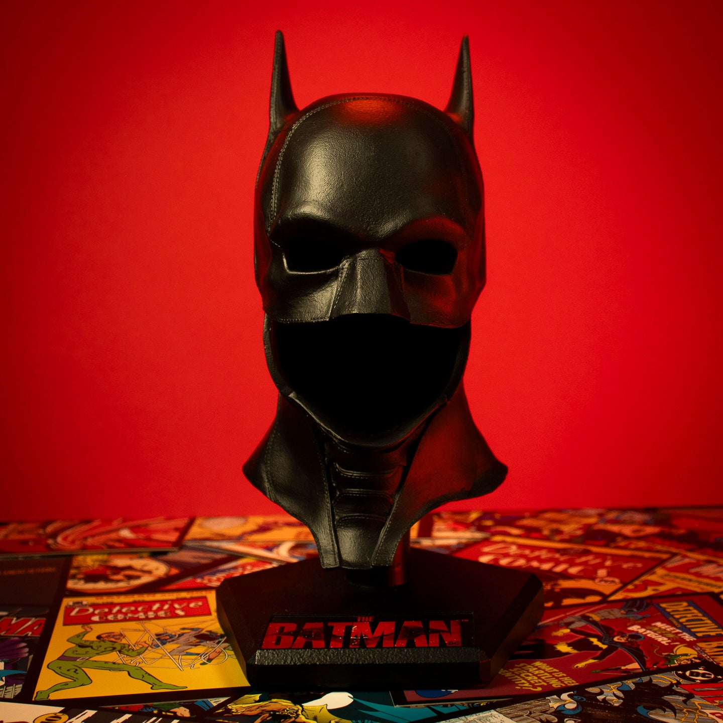The Batman Collectible Replica Resin Bat Cowl with distressed logo