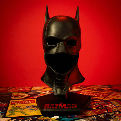 The Batman Collectible Replica Resin Bat Cowl with distressed logo