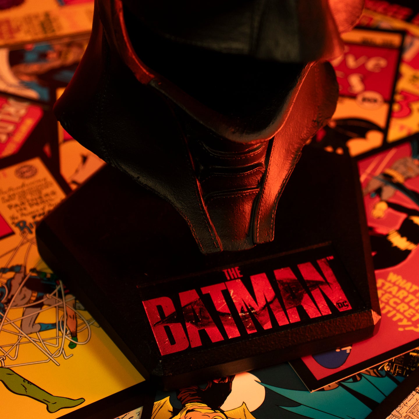 The Batman Collectible Replica Resin Bat Cowl with distressed logo