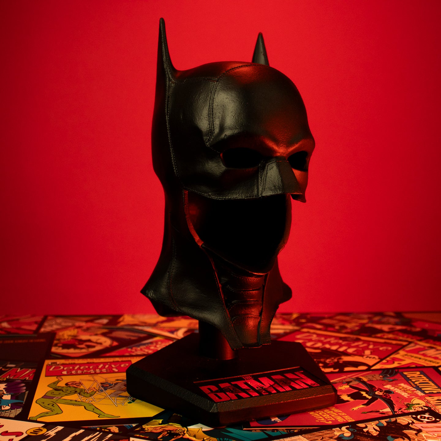 The Batman Collectible Replica Resin Bat Cowl with distressed logo