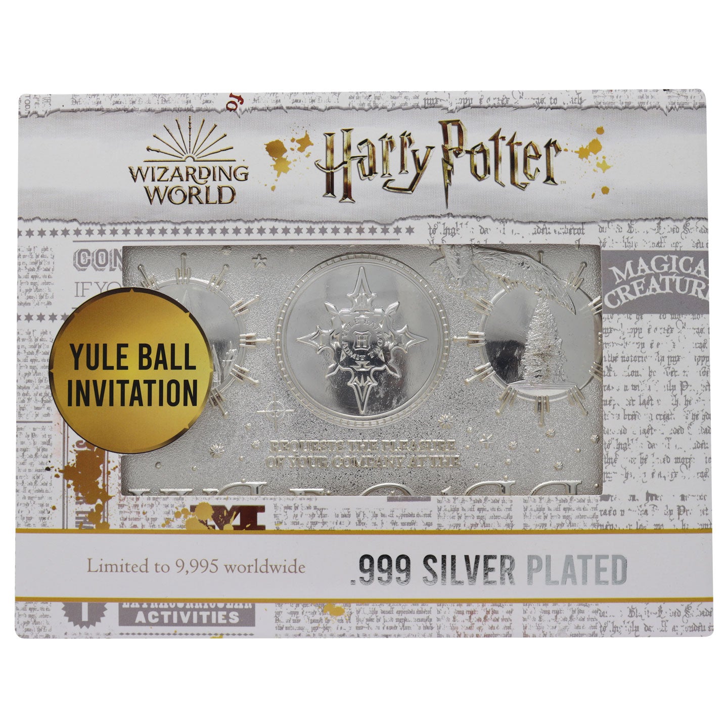 Harry Potter .999 silver plated Yule Ball invitation ticket from Fanattik