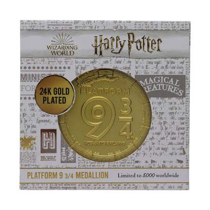 Harry Potter Limited Edition Platform 9 & 3/4 24K Gold Plated Medallion
