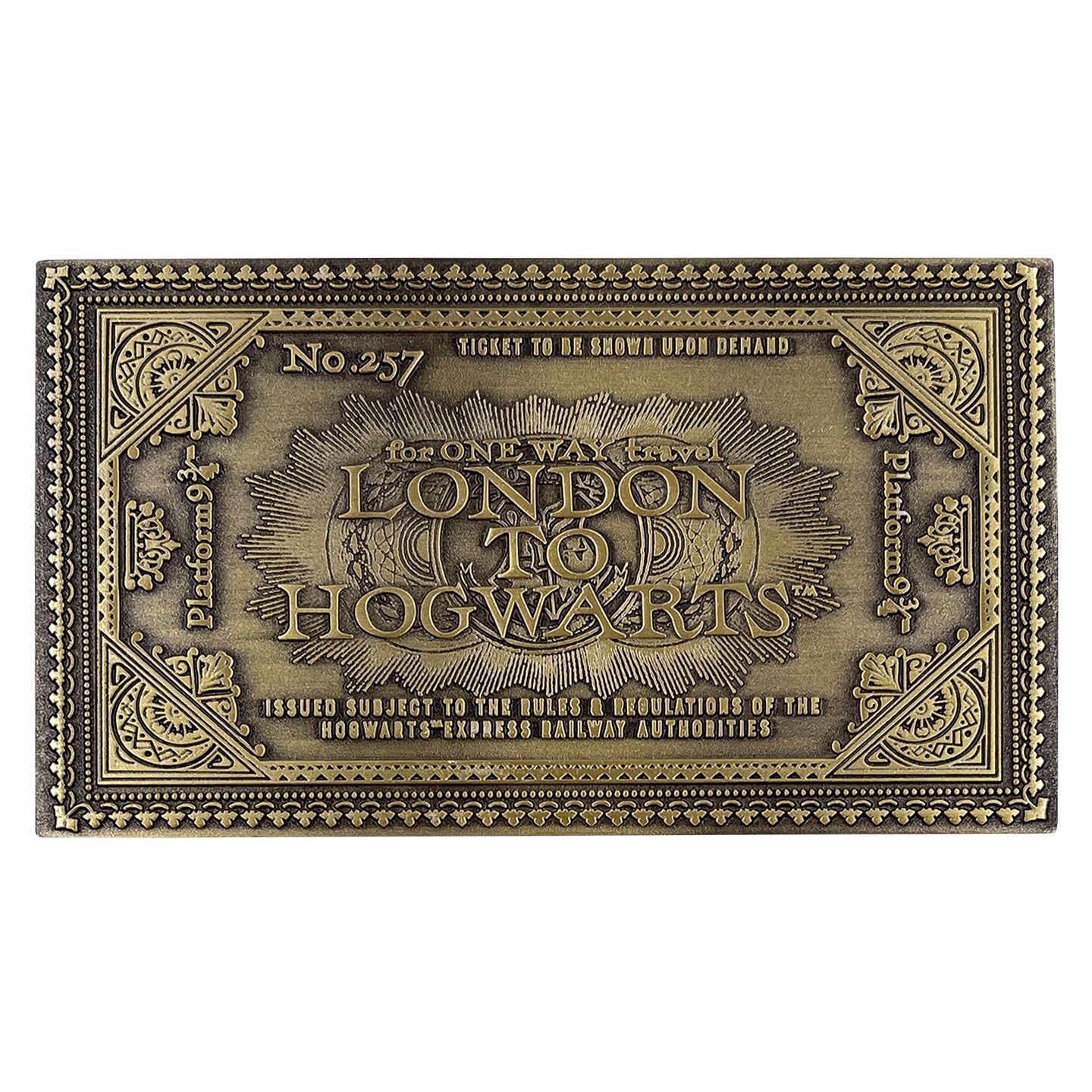 Harry Potter London to Hogwarts Express Antique Metal Collectible Ticket