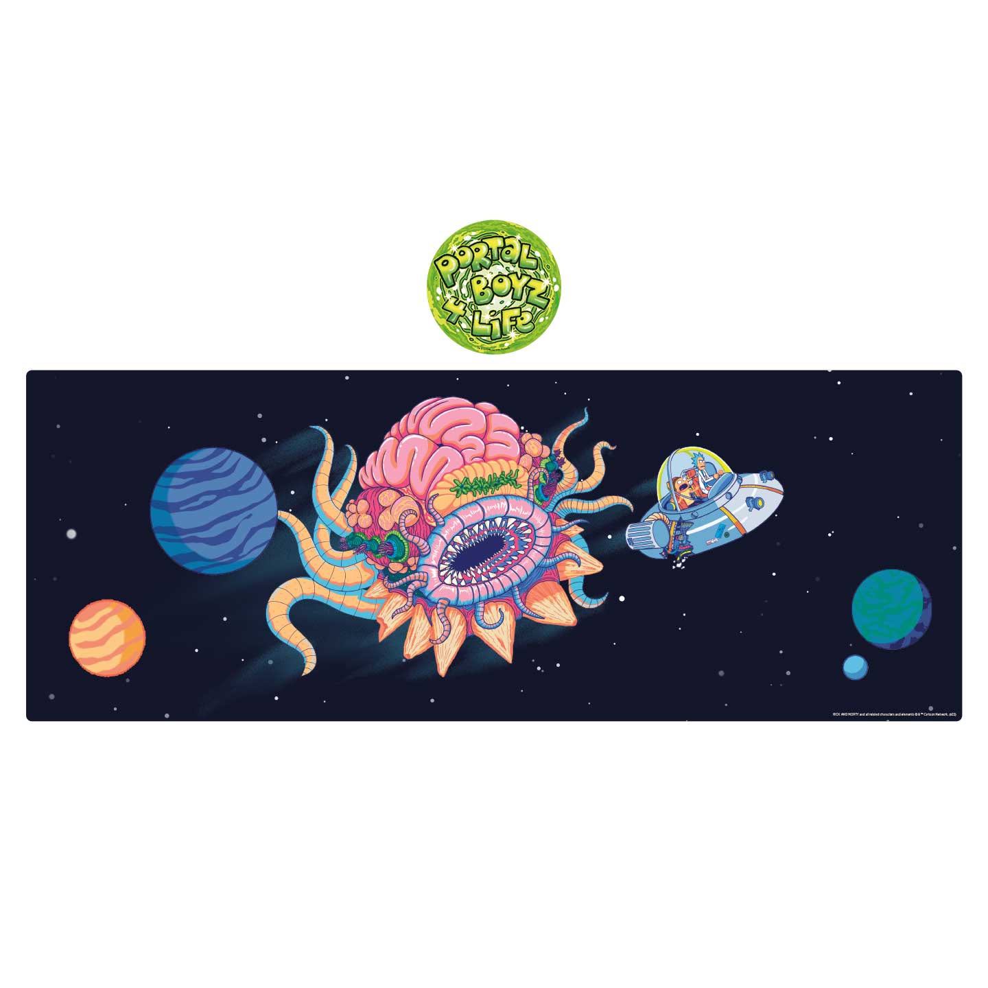 Rick and Morty Non-slip Desk Pad and Coaster Set featuring colourful artwork