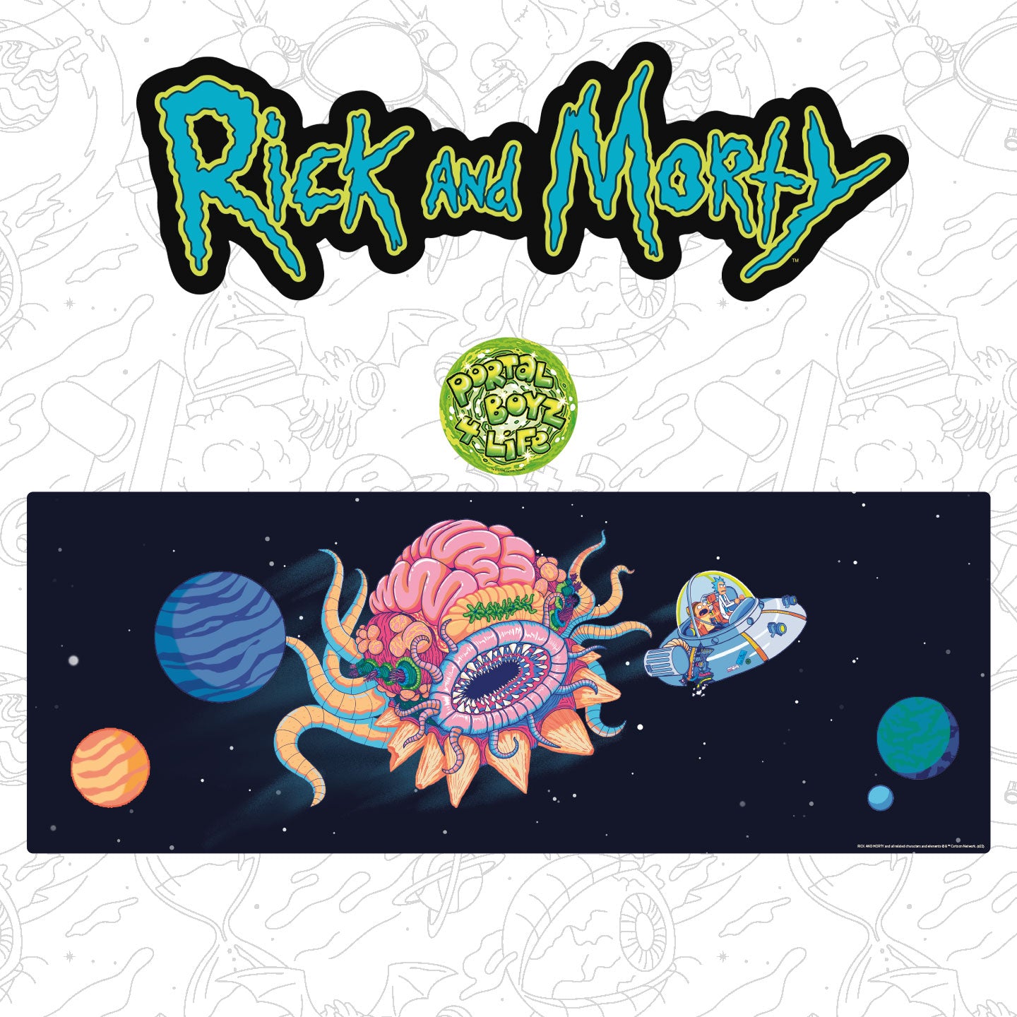 Rick and Morty Non-slip Desk Pad and Coaster Set featuring colourful artwork