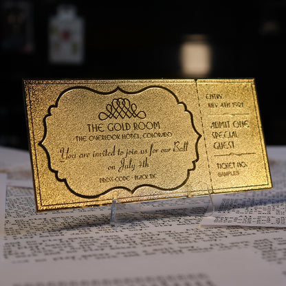 The Shining Limited Edition The Overlook Hotel Ball 24 Karat Gold Plated Ticket