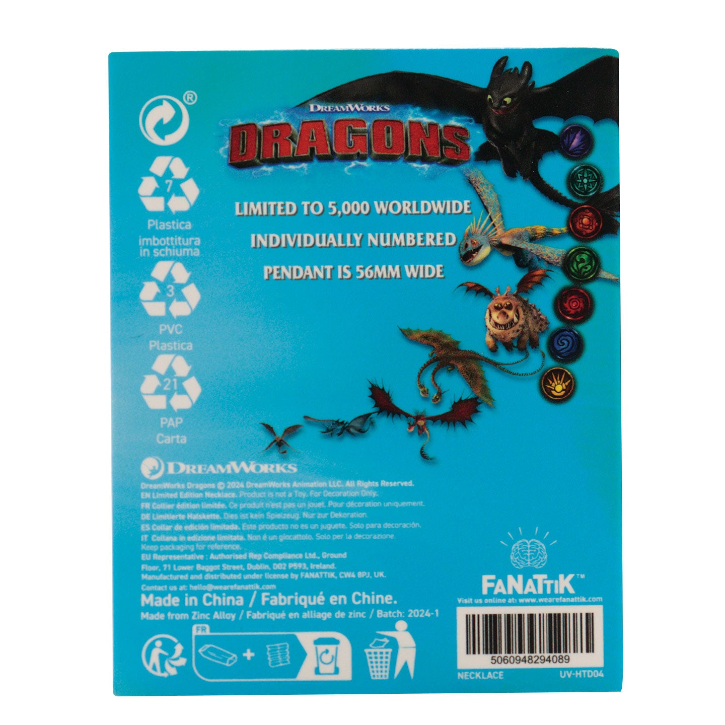 How to Train Your Dragon Limited Edition Toothless Necklace with enamel tail