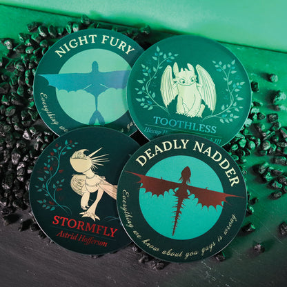 How to Train Your Dragon – Set of Four Printed Metal Dragon Coasters
