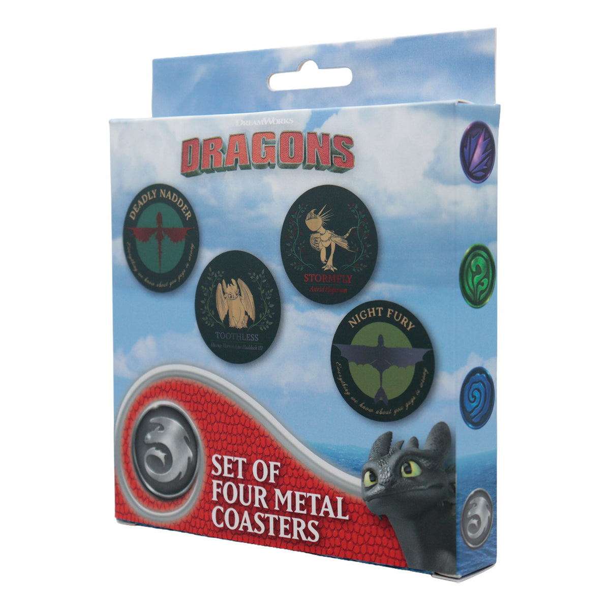How to Train Your Dragon – Set of Four Printed Metal Dragon Coasters