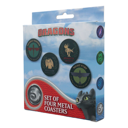 How to Train Your Dragon – Set of Four Printed Metal Dragon Coasters