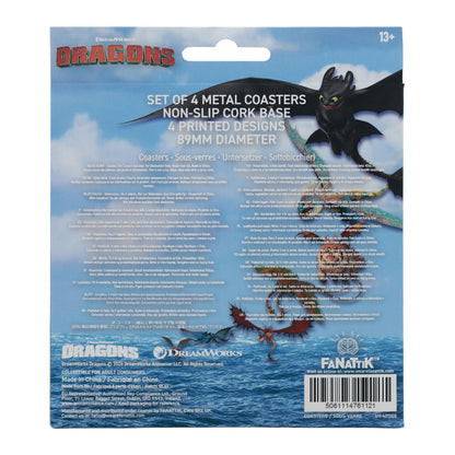 How to Train Your Dragon – Set of Four Printed Metal Dragon Coasters