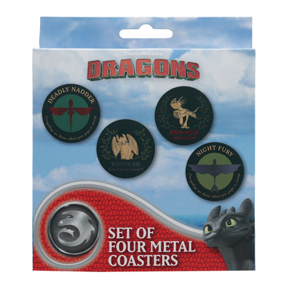 How to Train Your Dragon – Set of Four Printed Metal Dragon Coasters