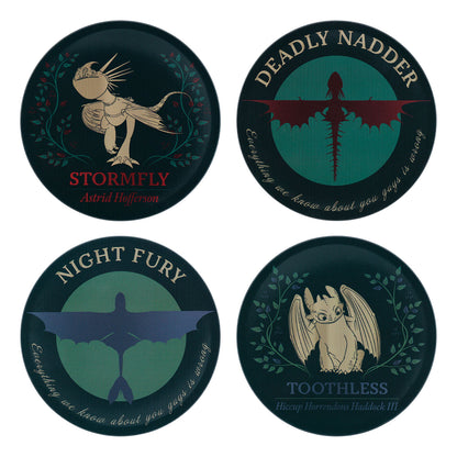 How to Train Your Dragon – Set of Four Printed Metal Dragon Coasters