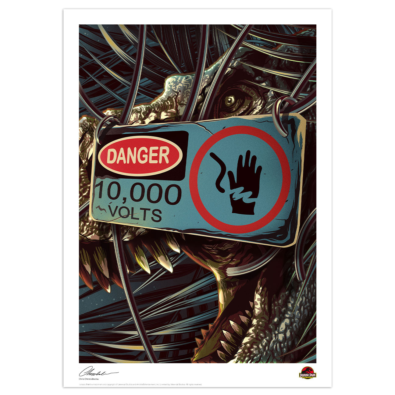 Jurassic Park Danger 10,000 Volts Limited Edition Art Print