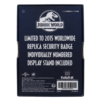 Jurassic World Limited Edition Replica Security Badge Packaging Reverse 