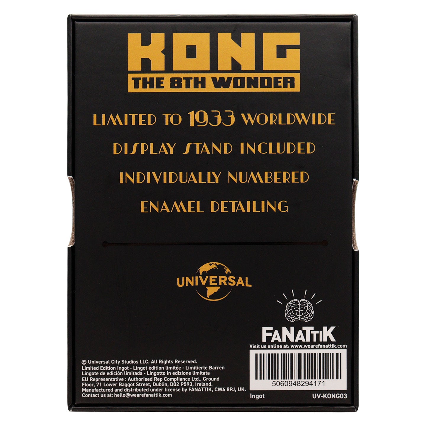 King Kong The 8th Wonder Limited Edition Collectible Metal Ingot with enamel detailing