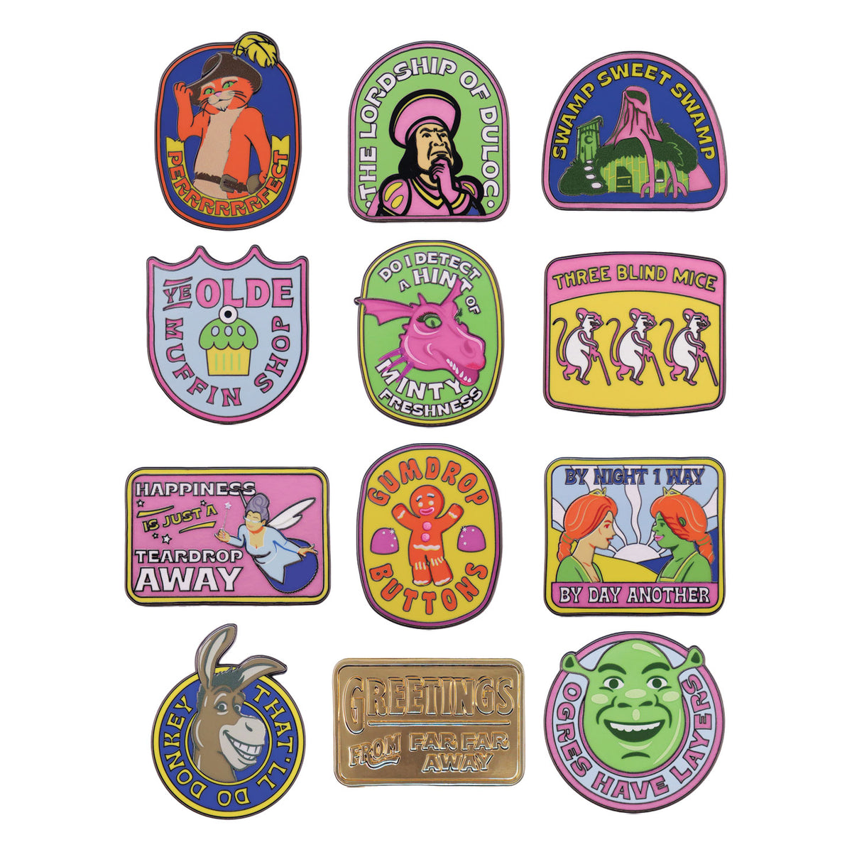 Shrek – Mystery Pin Badge Blind Box containing 12 Blind Boxes
