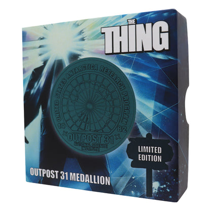 The Thing limited edition Outpost 31 metal medallion and display stand