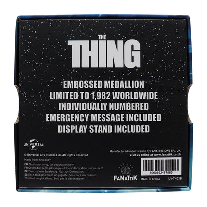 The Thing limited edition Outpost 31 metal medallion and display stand