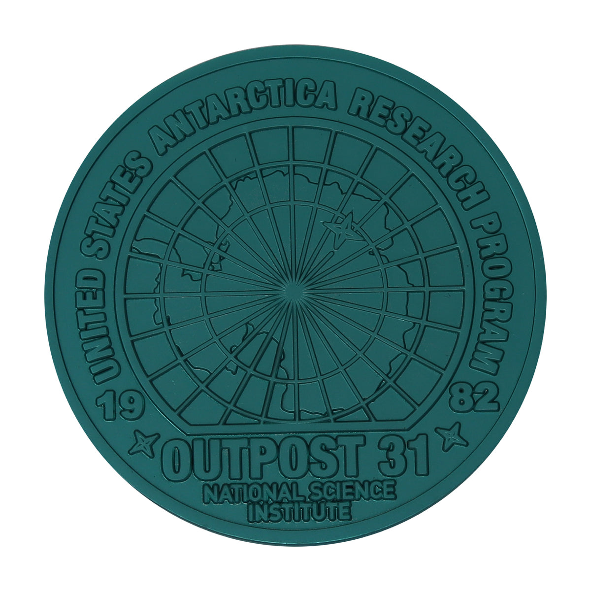 The Thing limited edition Outpost 31 metal medallion and display stand