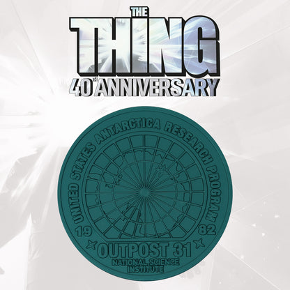 The Thing limited edition Outpost 31 metal medallion and display stand