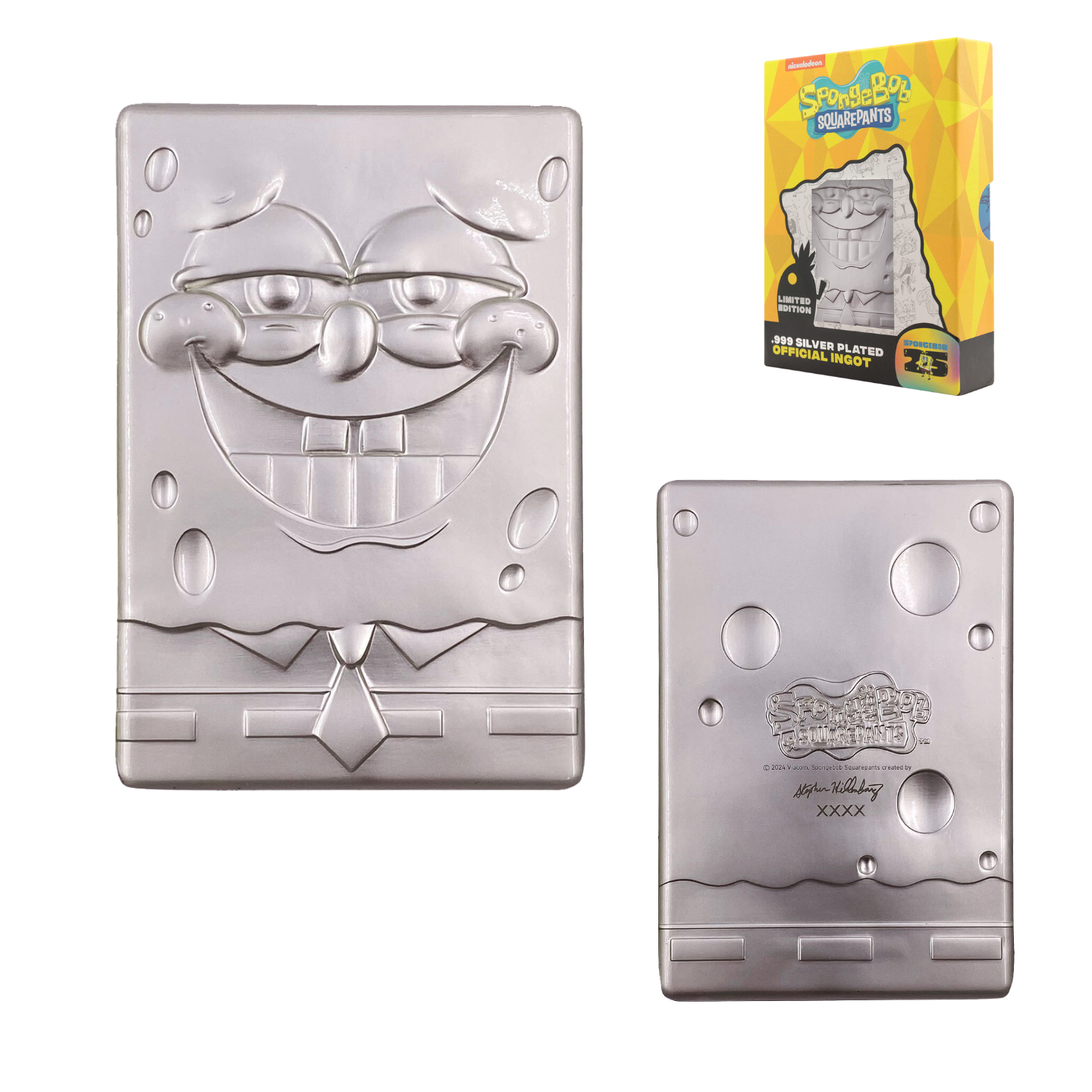 SpongeBob SquarePants 25th Anniversary .999 Silver Plated Ingot