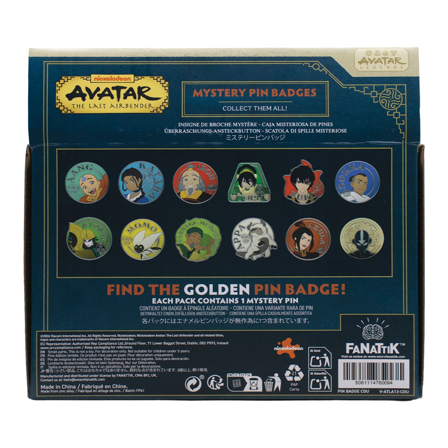 Avatar: The Last Airbender - Mystery Pin Badge CDU Containing 12 Blind Boxes