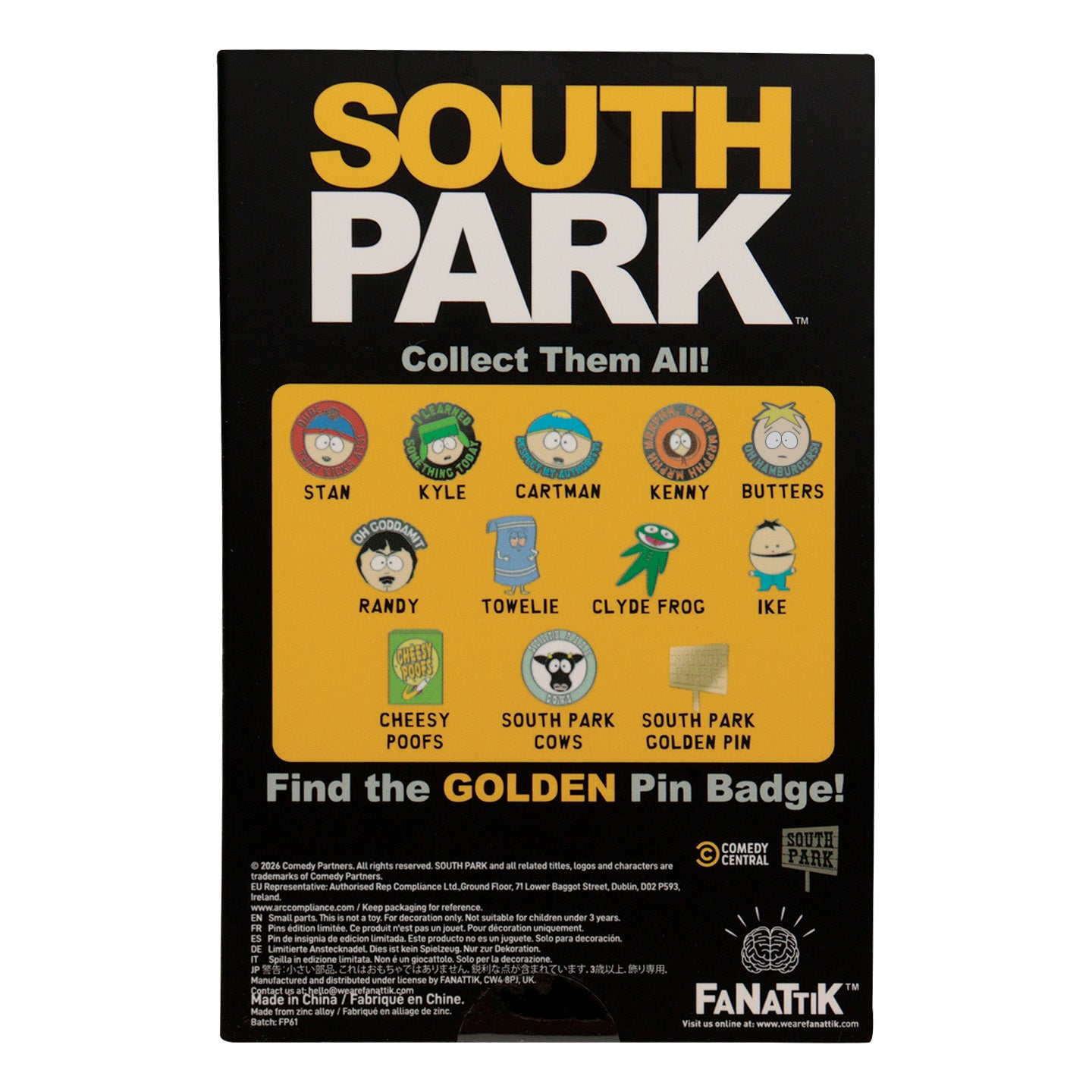 South Park - Mystery Pin Badge CDU Containing 12 Blind Boxes