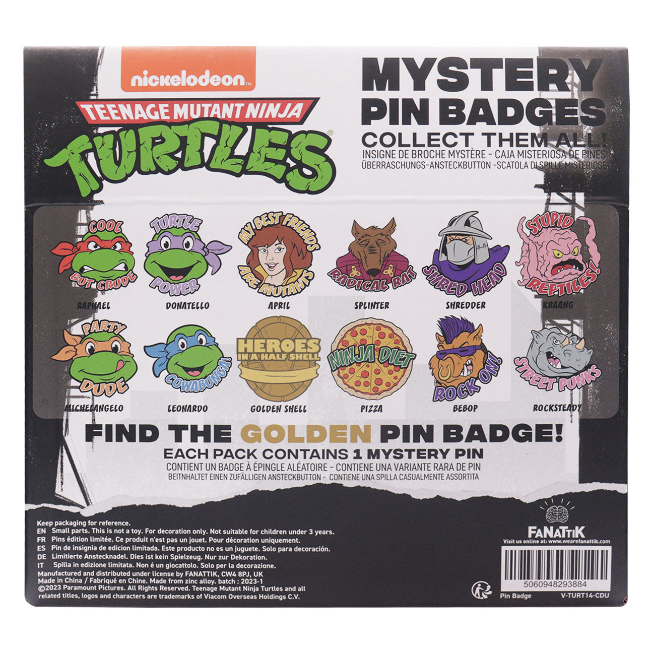 Teenage Mutant Ninja Turtles Mystery Pin Badge CDU Containing 12 Blind Boxes
