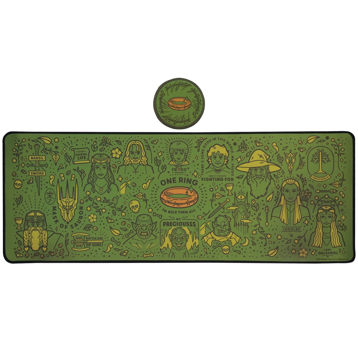 Lord of the Rings Desk Pad & Coaster Set Close Up