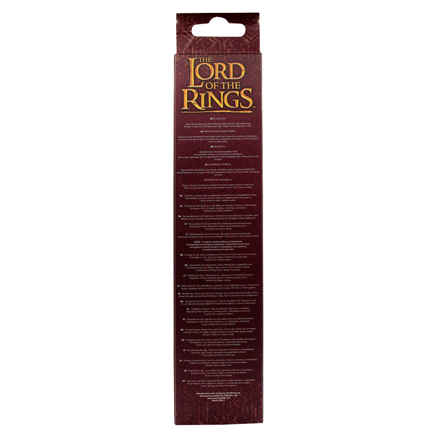 Lord of the Rings Desk Pad & Coaster Set Packing Reverse